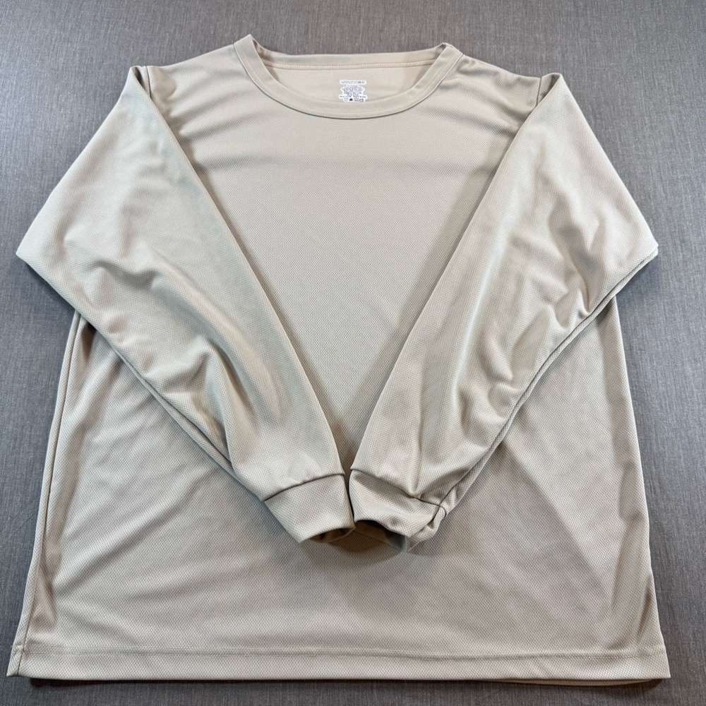 United Shirt Mens Extra Large Tan Polyester Raglan Long Sleeve Made In USA